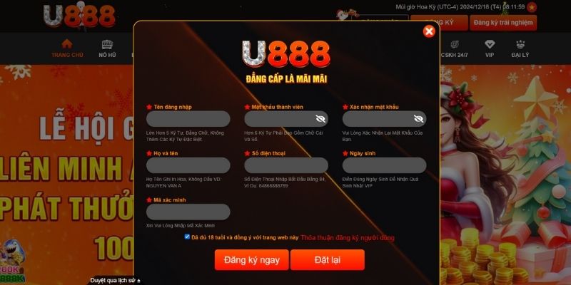 Chi tiết từng bước đăng ký U888